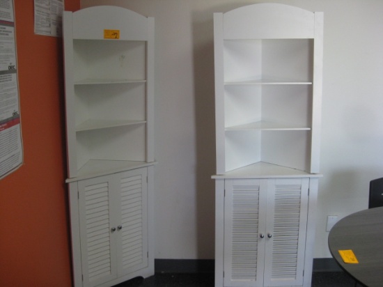 (2) White Corner Cabinets