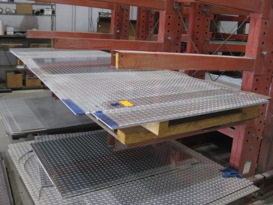 Two aluminum sheets of diamond plate, 48" x 120", .25 thickness. Rack sold separate