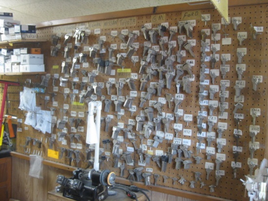 New Key Blanks very large selection on pegboard wall