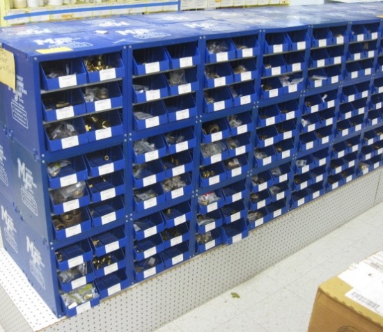 Brass Elbows, Bushings, Nipples, Tees, Misc. Sizes (6) 16 Bin Cabines Full Hard Loaded
