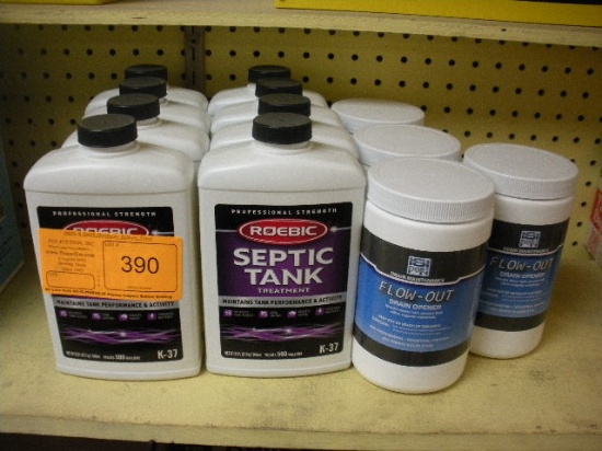 Roebic septic tank treatment and Flow-Out drain opener