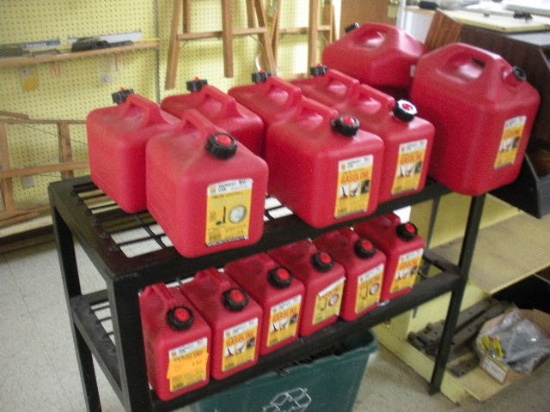Fuel Cans: Two 5-gallon, Seven 2-gallons, Six 1-gallon