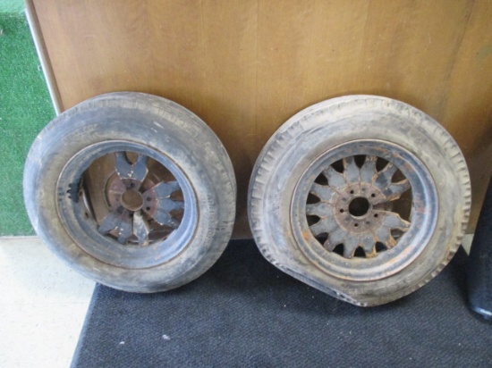 2 Antique wooden spoke wheels