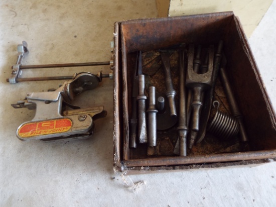 small toolbox with air chisel tools and small file sharpener