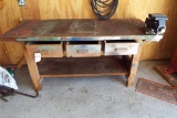 Wood Work Bench w/Wilton 1500 Vise