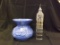 Ironstone England Blue Vase w/Floral Design & Big Ben
