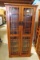 Wooden CD Case Shelving Unit w/Glass & Wood Doors, 7 Shelves