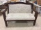 Settee w/Wood Back, Legs & Arms, Floral Fabric