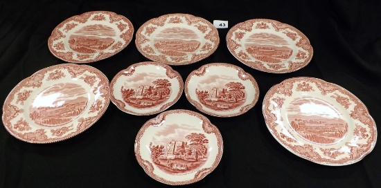 Plates by Johnson Bros in Old Britain Castles Pink