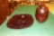 Red Glass Vase & Platter