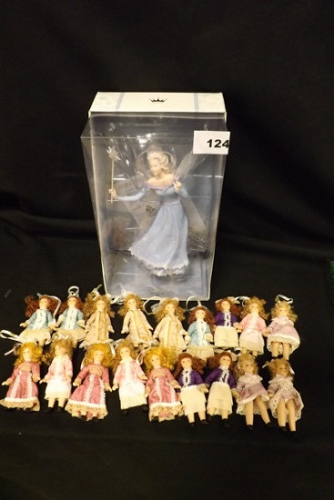 (18) 3.75" Porcelain Ornaments, Hallmark Tree Topper