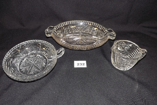 3 piece matching Patterned Glass Serving Dishes