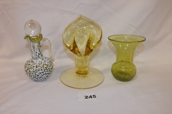 Glass Vases (2) & Cruet