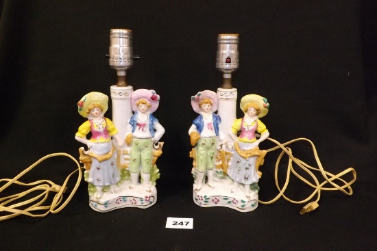 Pair of Figurine Electric Lamps