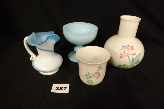 Bedside Carafe, small pitcher, Stemmed Dessert Dish