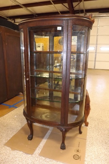 Rounded Glass & Wood Display Case