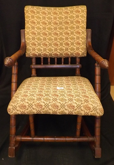 Upholstered Rocking Chair w/Spindle Frame