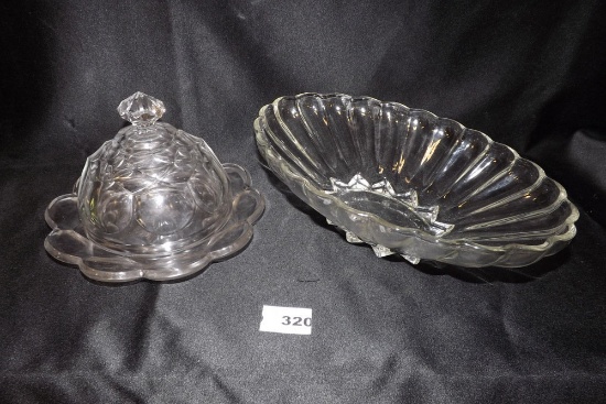Clear Glass Bowl & Covered Dish