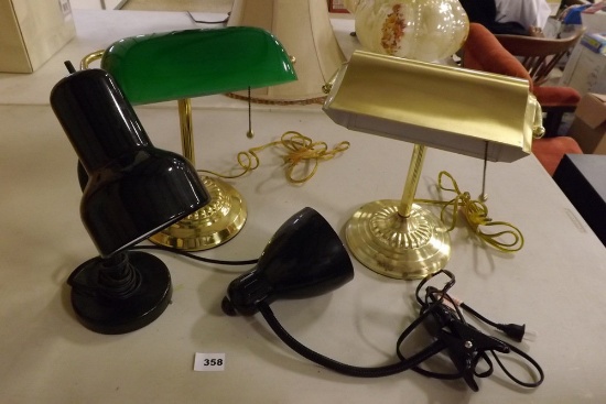 4 lamps - 3 desk, 1 clip-on light