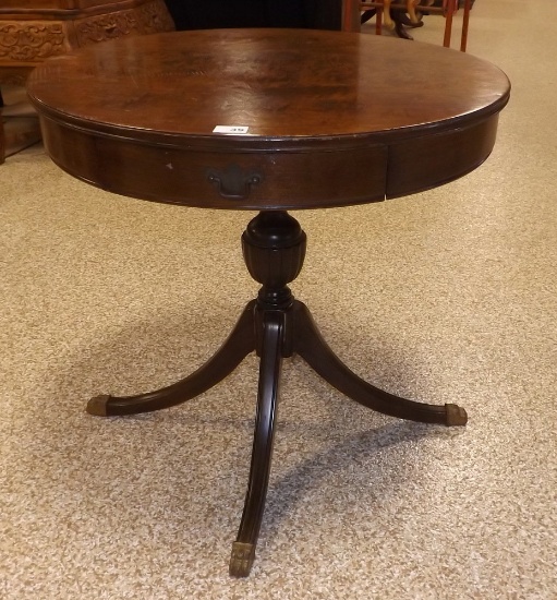 Duncan Phyfe Style Round Table w/Brass Claw Feet