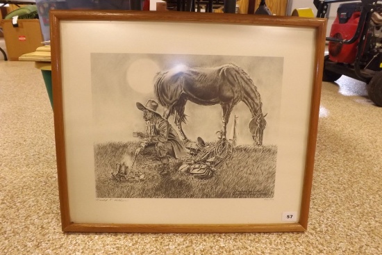 Harold T Holden Framed Print "Holding the Claim"