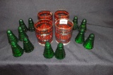 Christmas Salt/Pepper Shakers (6 pr) & 4 glasses