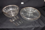 Glass Serving Bowl & Relish Tray w/