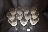 11 Stemmed Glasses clear patterned glass