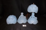 Vintage Blue Glass Electric Lamp