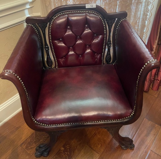 Clawfoot Tufted  Leather Chair