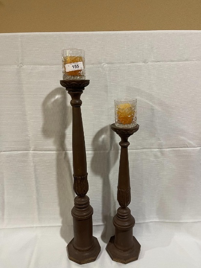 (2) Wooden Candle Sticks
