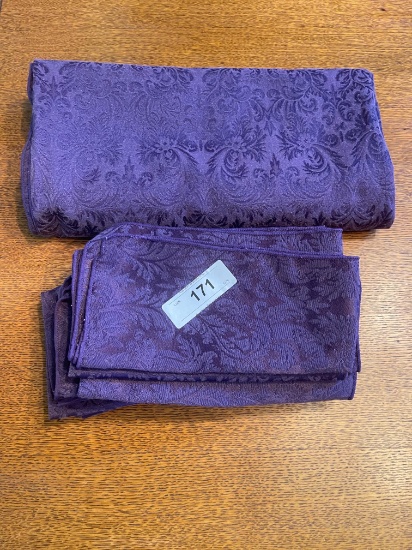 (3) Rectangular Purple Tablecloth -  with 11 Napkins