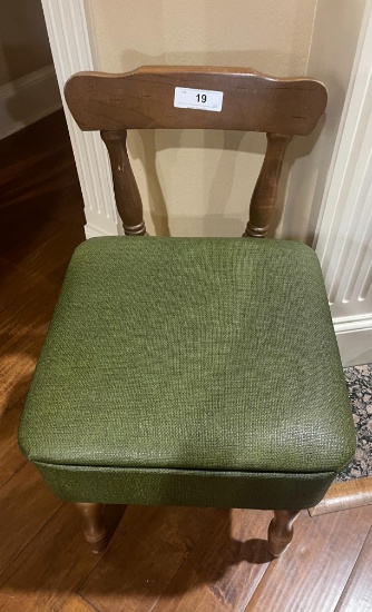 Small Oak Chair W/ Sewing Box