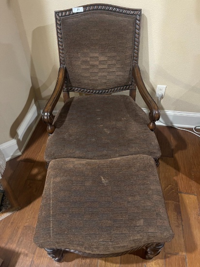 High back  Chair & Ottoman