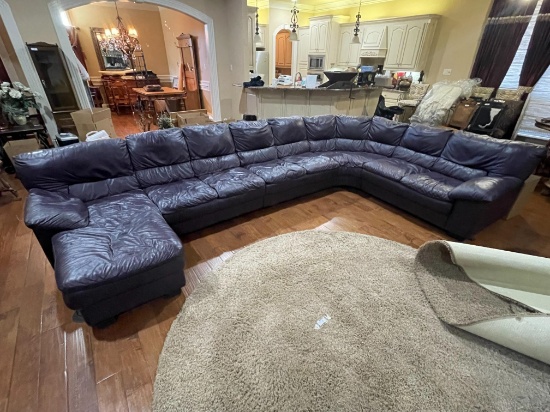 Italian Leather Plum Leather Sectional Couch