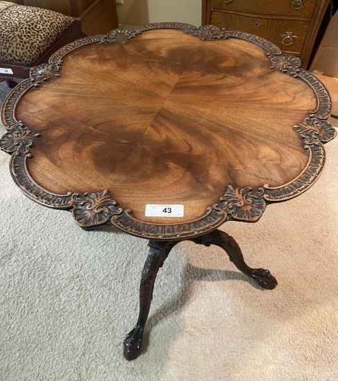 Chippendale Pie Crust Circular Wooden Table