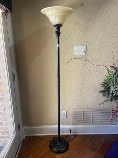 Metal Floor Lamp with White Glass Shade