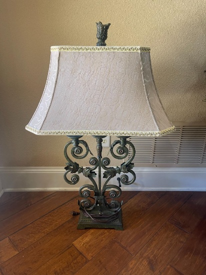 Wrought Iron Table Lamp with Shade