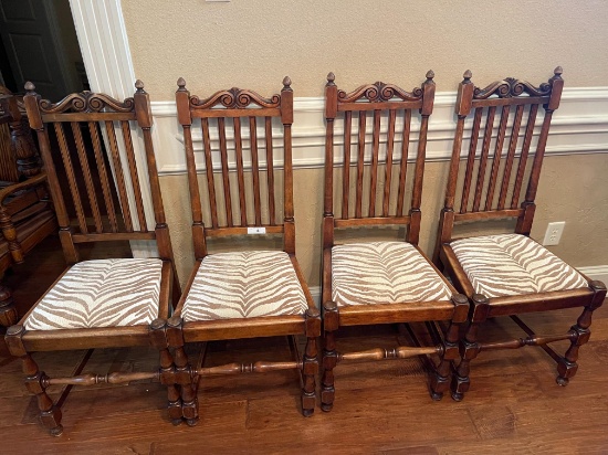(4) European Oak Slat Back  Dining Chairs