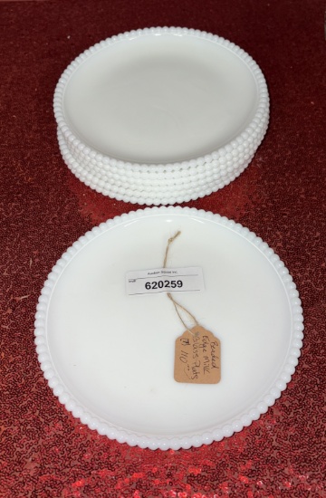 Beaded Edge Milk Glass Plates