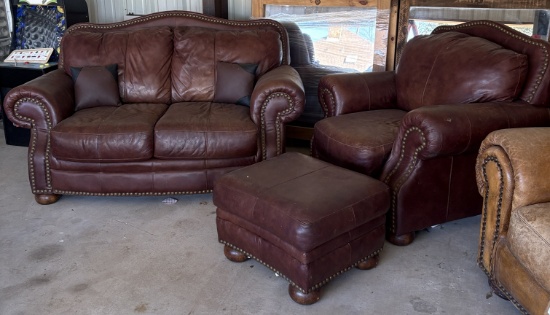 Fabrique Par Sienna Saddle Leather Couch & Ottoman