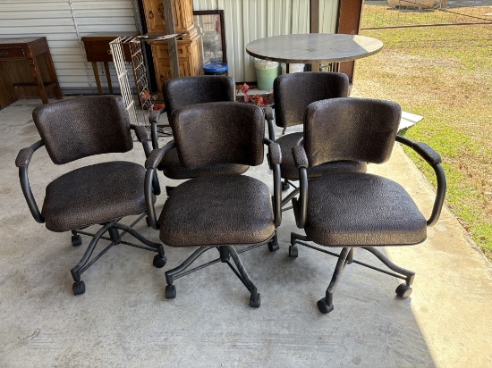 Brown Leather Adjustable Rolling Chairs