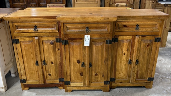 Light Stained Wooden Dresser W/ Cabinets & Drawers