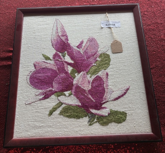 Needle Point Magnolia Flower Hand Crafted