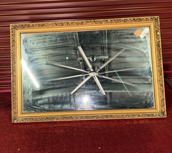 Heavy Wood Framed Beveled & Etched Designed Mirror