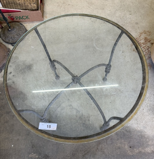 Rod Iron Metal End Table W/ Glass Top