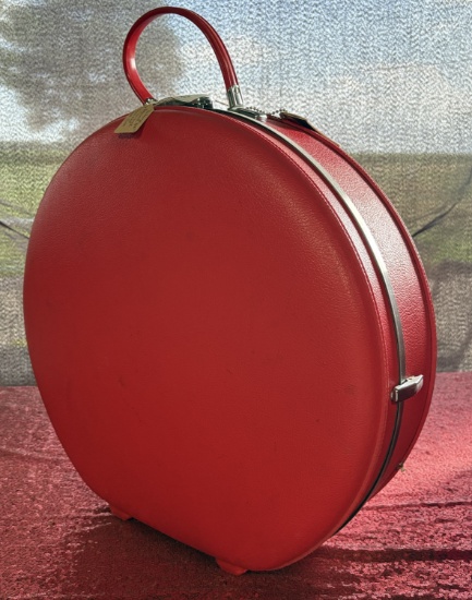 Vintage  American Tourister Red Leather Hat Case