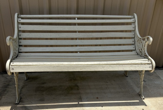 White Metal Outdoor Bench