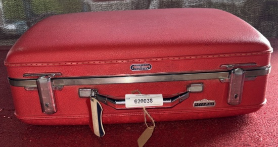 Vintage American Tourist Red Leather Hard Shell