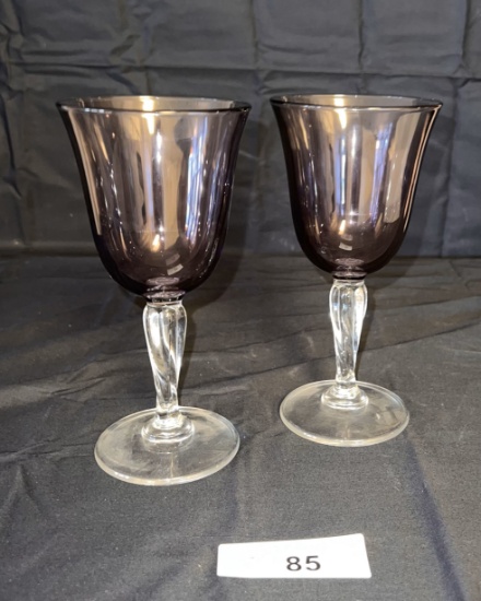 Vintage Cristal D'arques Durand Amethyst Wine Glas